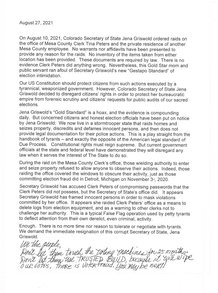 Eagle County clerk receives warning letter defending actions of Mesa